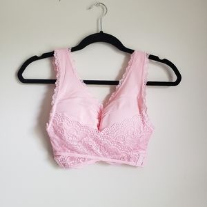 💥Pink lace lightweight bra size large